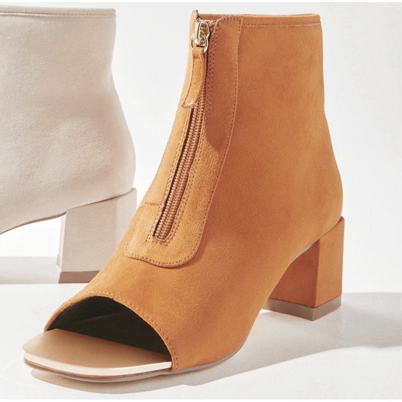 Bellini Shoes - Bellini Jaded open-toe block heel booties in orange microsuede Size 8